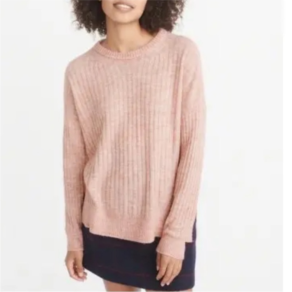 Abercrombie Pink Ribbed Split Hem Sweater